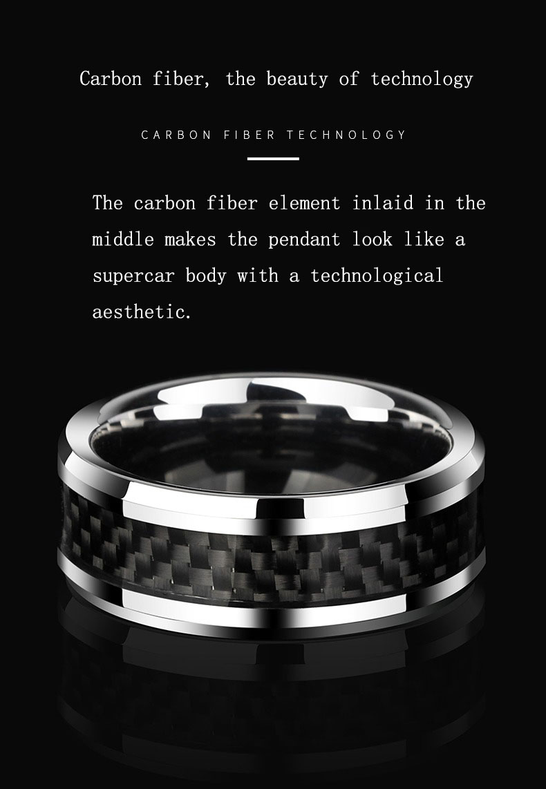 Men's Black Tungsten Ring Punk Single Index Finger Ring Design Trendy Personality Ring High Hardness Wear-resistant Fashion Mature