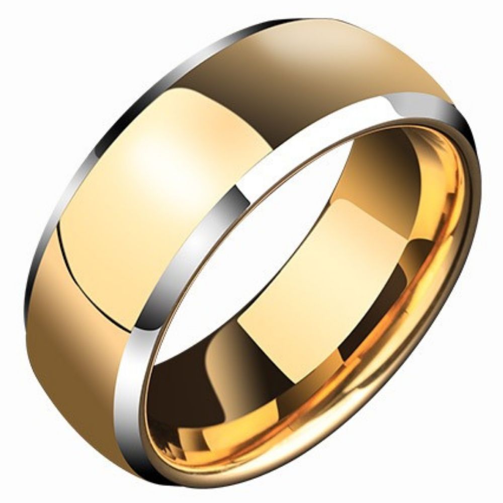 Tungsten Gold Ring Simple Men's High-end Singles' Pinky Ring Engraved Plain Ring Wide Ring with Aperture Black and Silver Wear-resistant and Scratch-resistant Comfortable To Wear