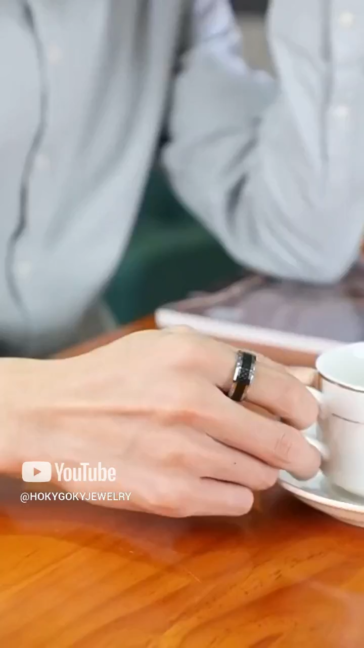 Men's Black Tungsten Ring Punk Single Index Finger Ring Design Trendy Personality Ring High Hardness Wear-resistant Fashion Mature