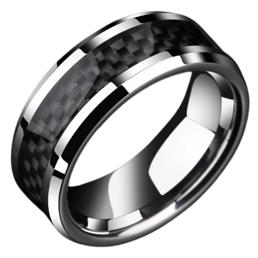 Men's Black Tungsten Ring Punk Single Index Finger Ring Design Trendy Personality Ring High Hardness Wear-resistant Fashion Mature