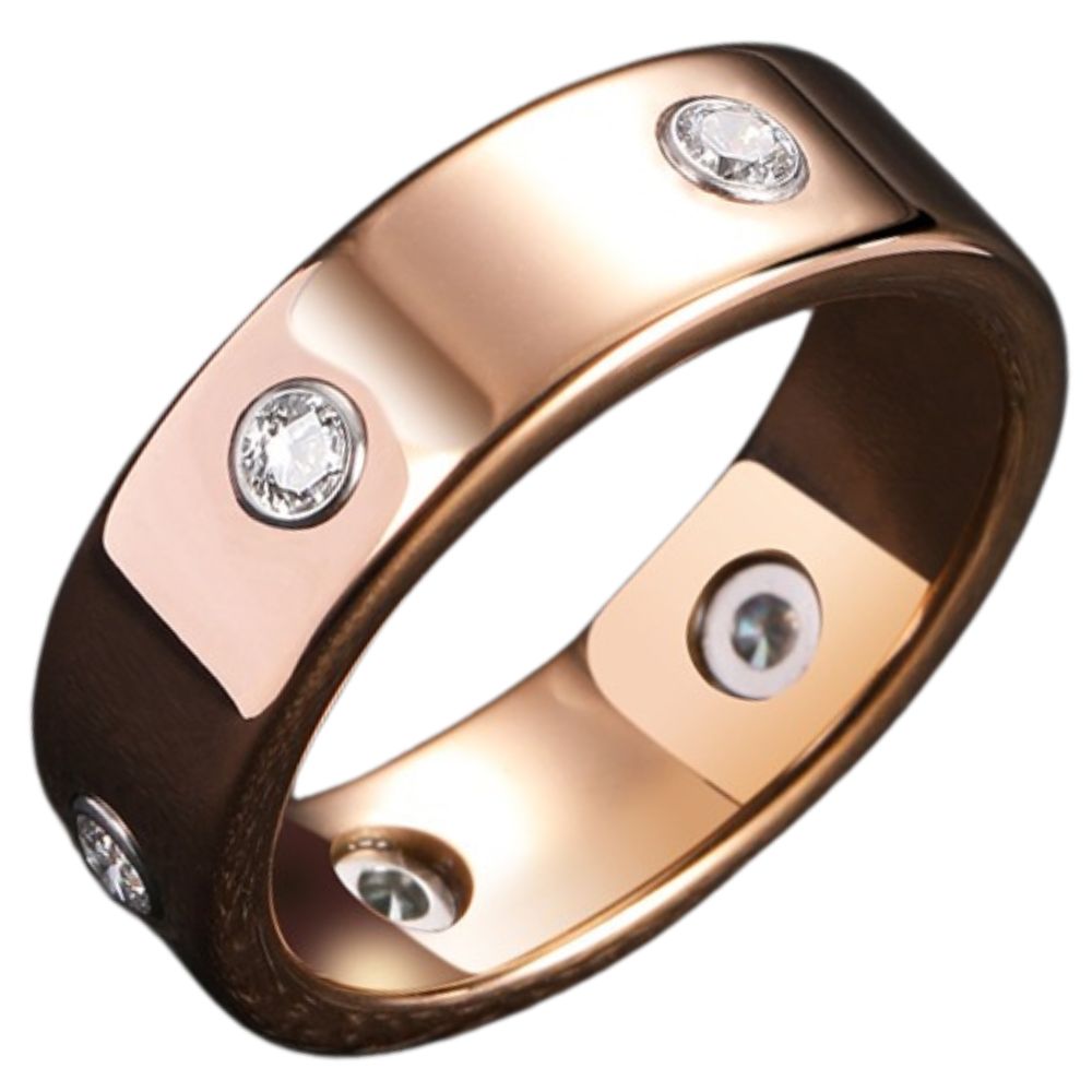 6mm Men's Tungsten Gold Ring Couple Ring High-Grade Rose Gold Wedding Diamond Ring Personalized Ring Tungsten Gold Ring Men's Business Ring Eight Hearts and Eight Arrows Zircon Wear-Resistant and Color-Retaining Comfortable Inner Curve