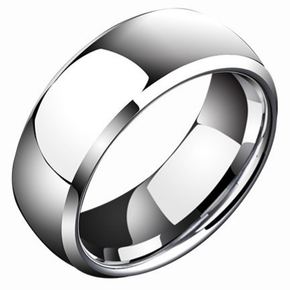 Tungsten Gold Ring Simple Men's High-end Singles' Pinky Ring Engraved Plain Ring Wide Ring with Aperture Black and Silver Wear-resistant and Scratch-resistant Comfortable To Wear