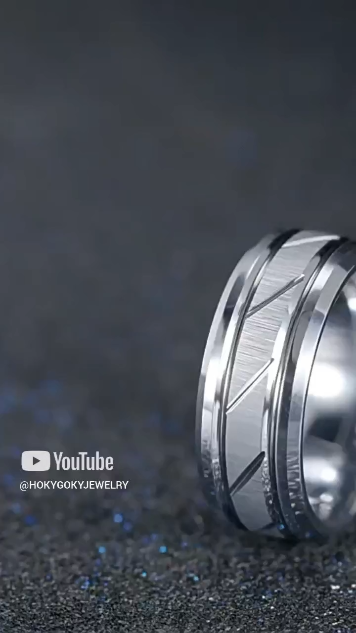 8mm Men's Tungsten Gold High-Grade Silver Personality Ring Female Simple Index Finger Single Jewelry Tungsten Gold Men's Ring Galaxy Sandblasted Smooth Design 857 Tungsten Gold Wear-Resistant Comfortable Inner Arc Support Engraving