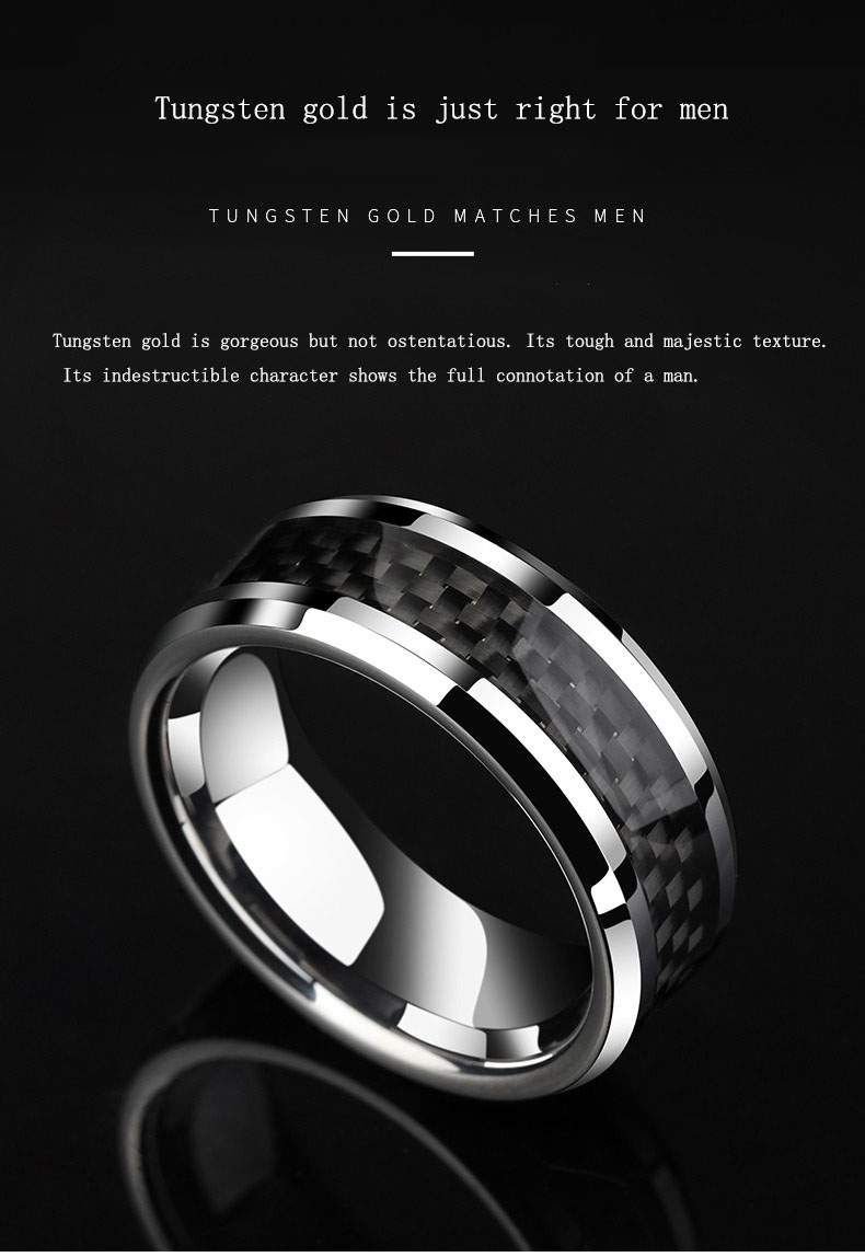 Men's Black Tungsten Ring Punk Single Index Finger Ring Design Trendy Personality Ring High Hardness Wear-resistant Fashion Mature