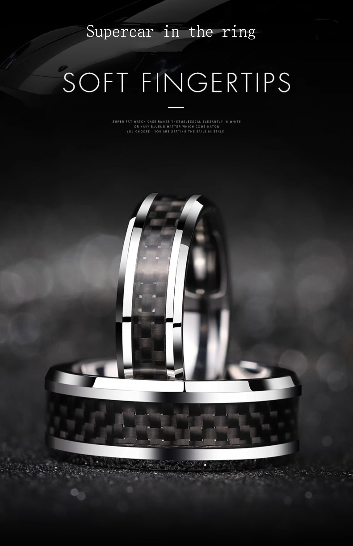 Men's Black Tungsten Ring Punk Single Index Finger Ring Design Trendy Personality Ring High Hardness Wear-resistant Fashion Mature