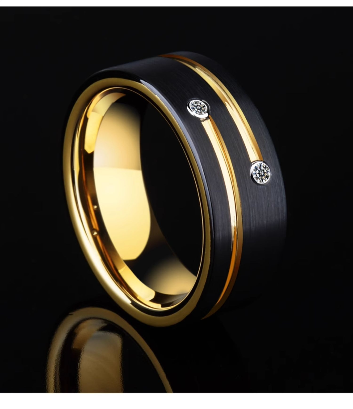 Men's Tungsten Ring Men's Hip-hop Personality Trend Fashion Domineering Index Finger Single Diamond Ring Zircon Inlaid Ring Durable and Fashionable