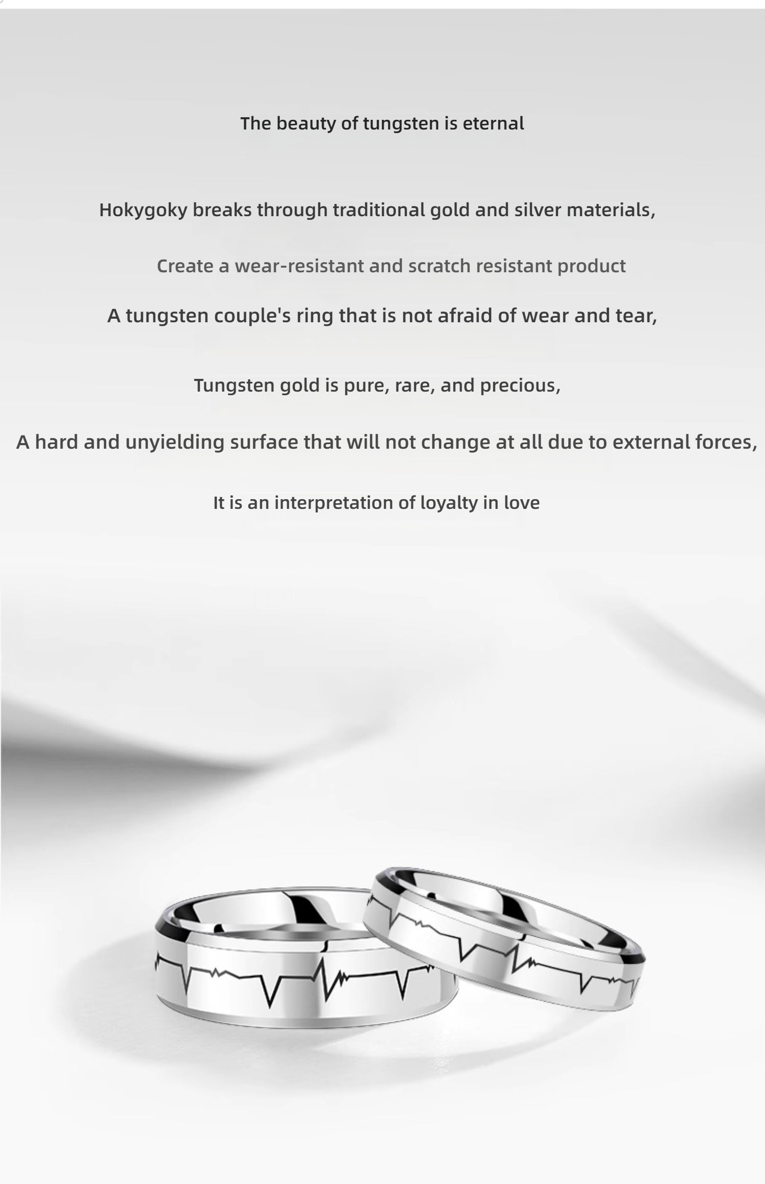 Men's 857 Tungsten Gold Couple Ring Tungsten Steel Trendy Heartbeat Ring Female High-end Engraved Jewelry Eternal Love
