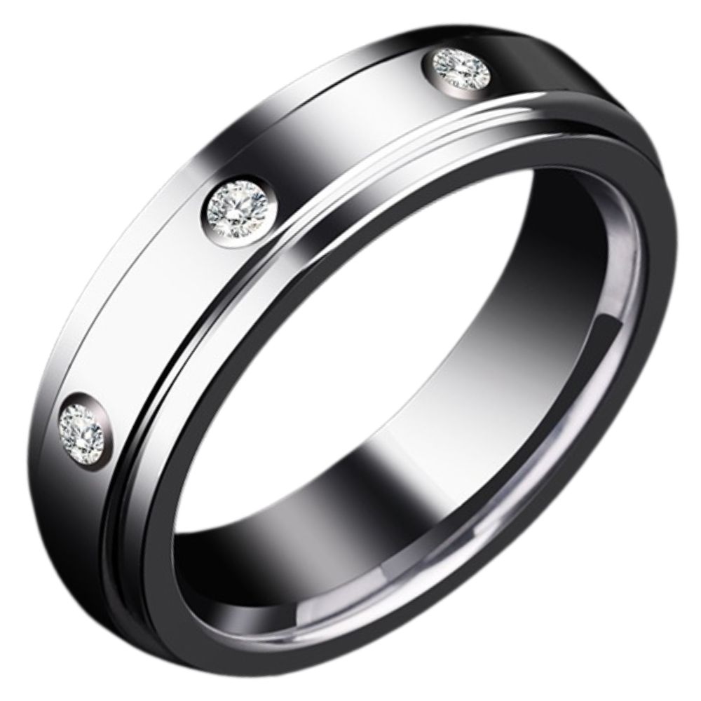 6mm Men's Diamond Ring Tungsten Good Luck Rotatable Rose Gold Couple Ring Wedding Ring Earl's Ring Moissanite Tungsten Ring 360° Rotating Eight Hearts and Eight Arrows Cut Vacuum Electroplating Two-Color(Rose Gold/Tungsten Electroplating White)