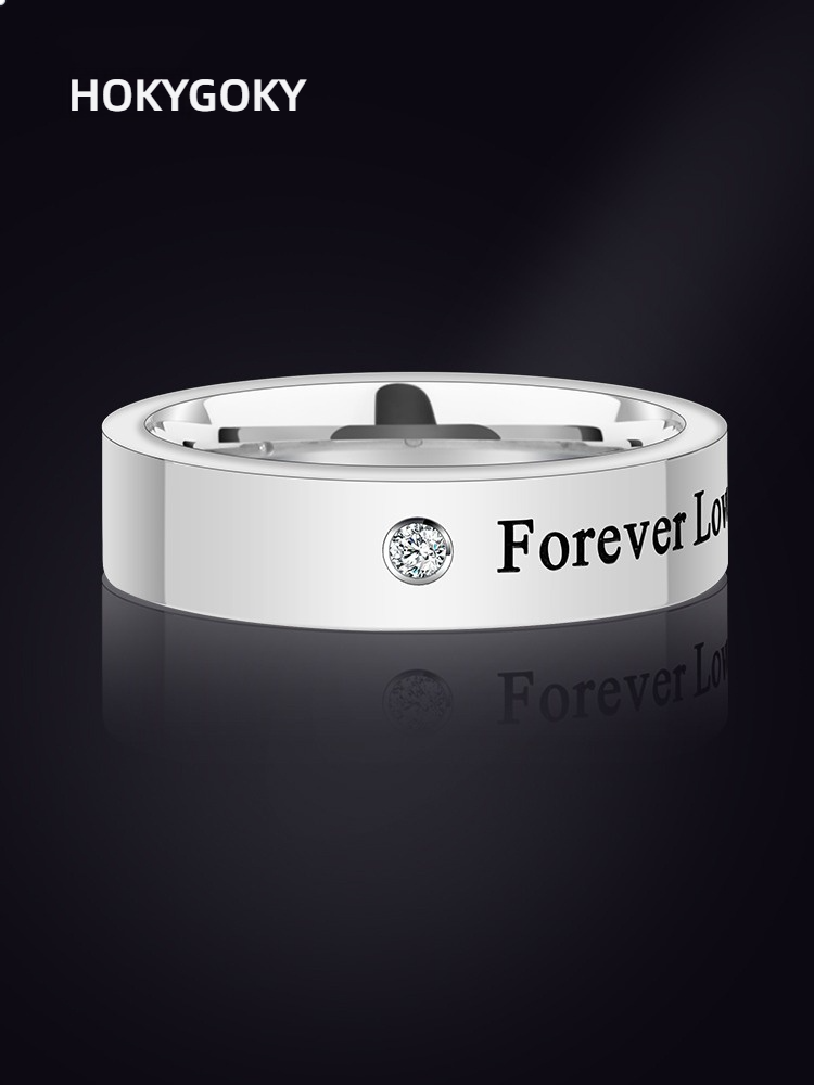 Men's Ring Rose Gold Single Tungsten Gold Moissanite Light Luxury Ring Couple Ring Forever Series Ring Tungsten Gold Inlaid Moissanite Engraving 