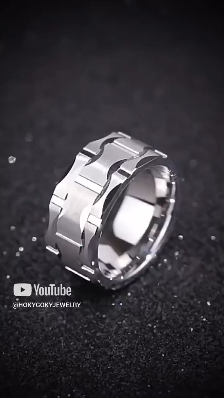 10mm Men's Tungsten Gold Wide Face Ring Engraved Men's Ring European and American Trend Personality Hip-hop All-match Tungsten Steel Index Finger Single Scratch-resistant Wear-resistant Exquisite Style