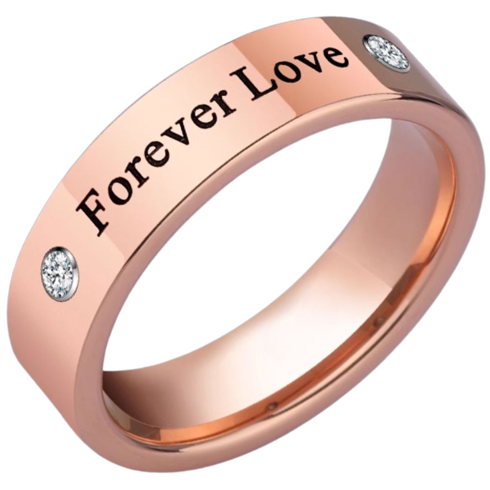 Men's Ring Rose Gold Single Tungsten Gold Moissanite Light Luxury Ring Couple Ring Forever Series Ring Tungsten Gold Inlaid Moissanite Engraving 