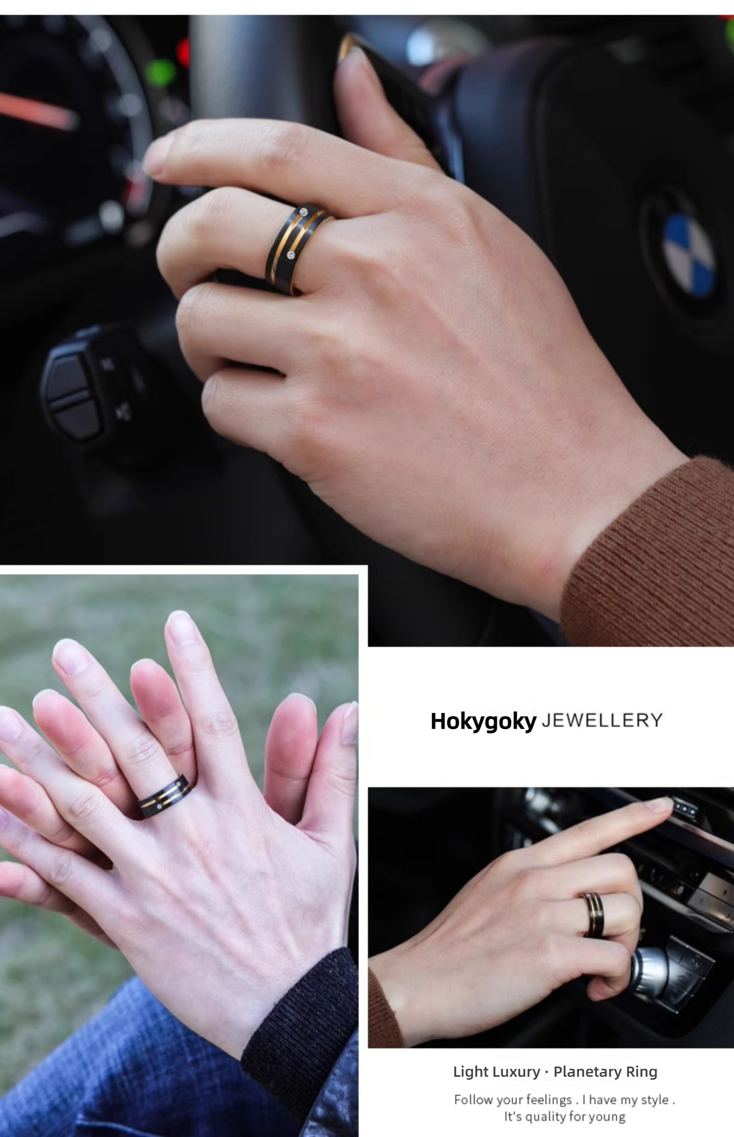 Men's Tungsten Ring Men's Hip-hop Personality Trend Fashion Domineering Index Finger Single Diamond Ring Zircon Inlaid Ring Durable and Fashionable