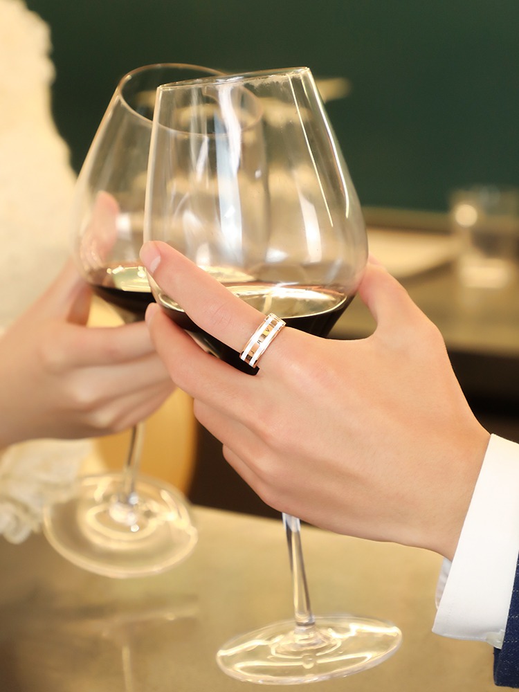 8mm Rose Gold Ring Unisex Ceramic Personality Pinky Ring New Style Niche Design Tungsten Gold Wide Ring Light Luxury Cold Style Forever Series Tungsten Gold Ceramic Ring Eternal Engraving Support Customization Couples Love Choice