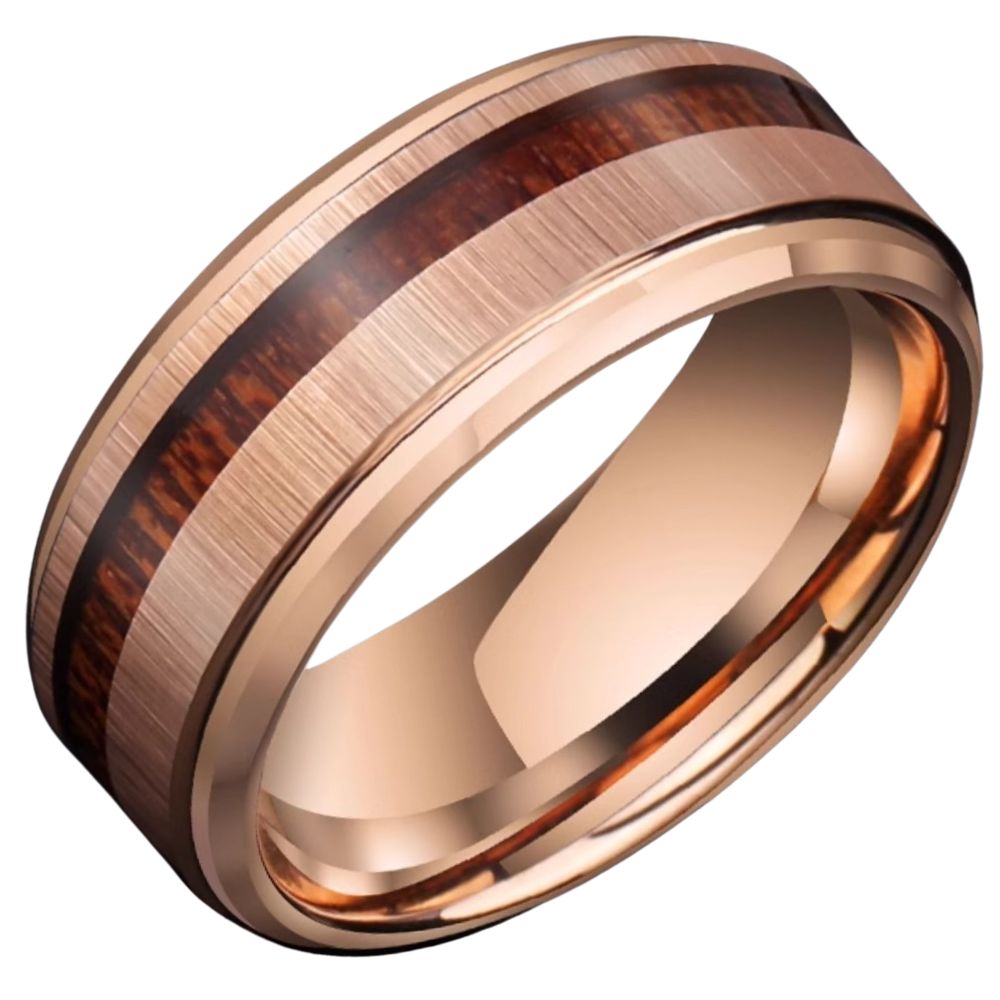 8mm Men's 857 Tungsten Acacia Wood Ring Domineering Single Ring Original Design Retro Fashion Trend Ring Personality Index Finger Ring Simple Fashion Retro Elegant Comfortable To Wear