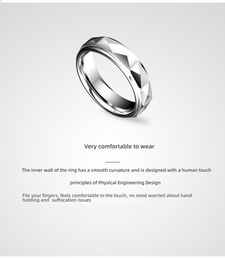 Men's Ring 857 Tungsten Multi-faceted Shining Couple Ring Fashion Trend Ring Personality Couple Ring High-end Female Tungsten Steel Single Comfortable Fit