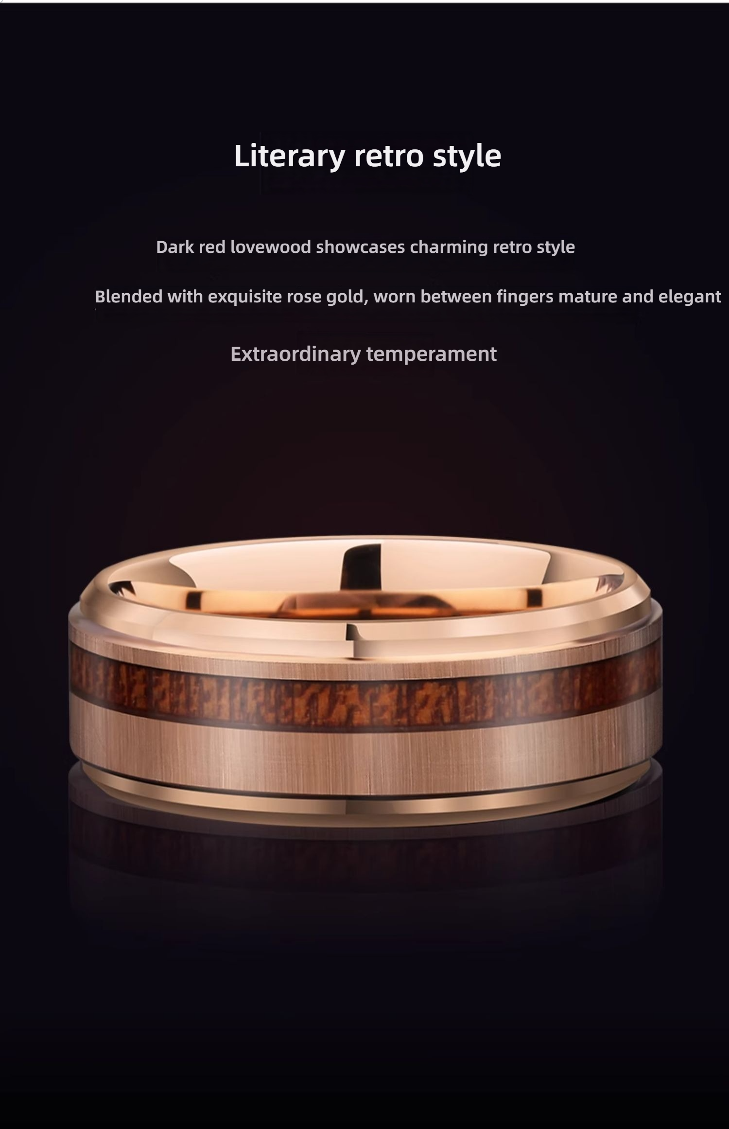 8mm Men's 857 Tungsten Acacia Wood Ring Domineering Single Ring Original Design Retro Fashion Trend Ring Personality Index Finger Ring Simple Fashion Retro Elegant Comfortable To Wear