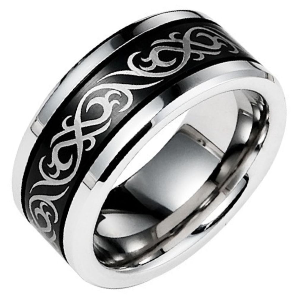 9mm Black 857 Tungsten Ring for Men Tungsten Niche Design Versatile Dragon Pattern Natal Ring Trendy Men's Fashion Index Finger Single Wear-resistant Comfortable and Tough