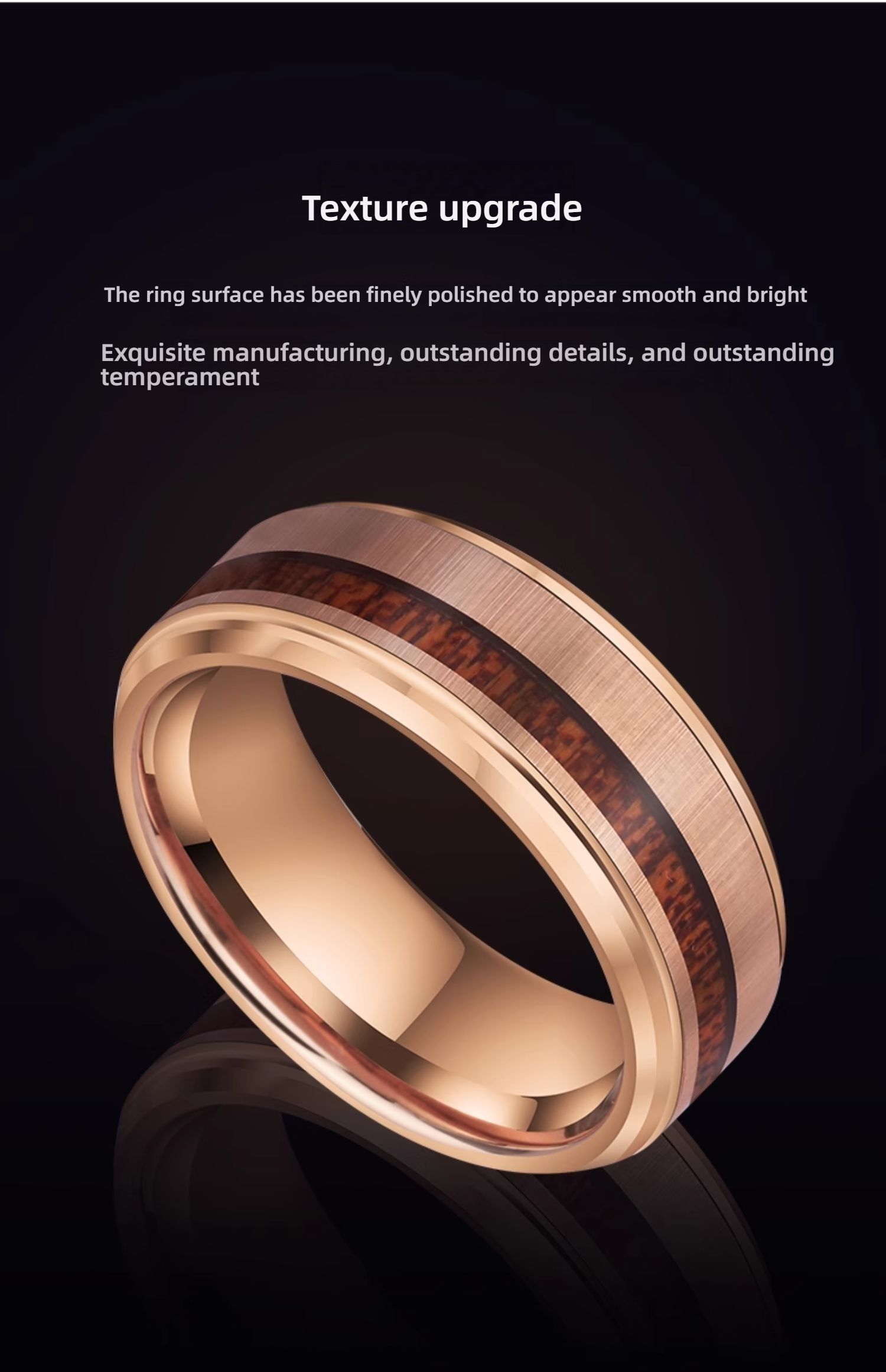 8mm Men's 857 Tungsten Acacia Wood Ring Domineering Single Ring Original Design Retro Fashion Trend Ring Personality Index Finger Ring Simple Fashion Retro Elegant Comfortable To Wear