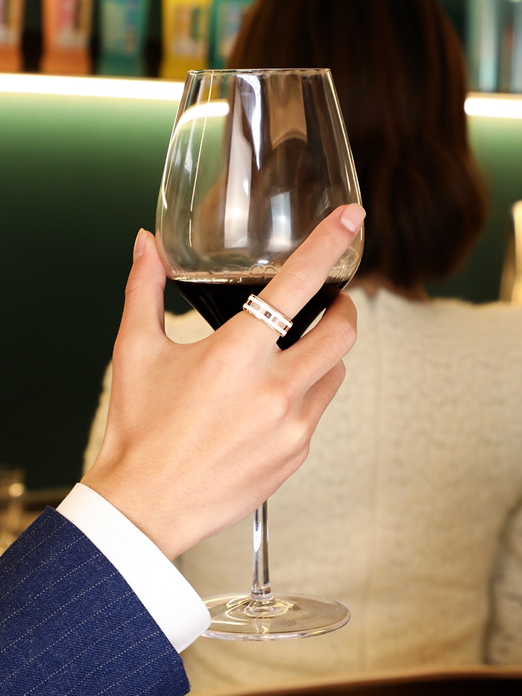 8mm Rose Gold Ring Unisex Ceramic Personality Pinky Ring New Style Niche Design Tungsten Gold Wide Ring Light Luxury Cold Style Forever Series Tungsten Gold Ceramic Ring Eternal Engraving Support Customization Couples Love Choice