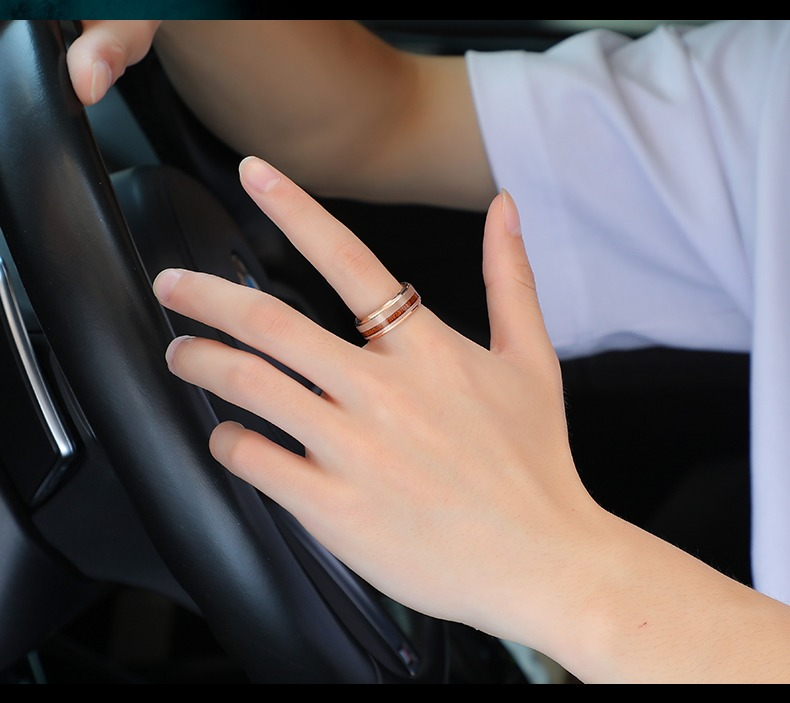 8mm Men's 857 Tungsten Acacia Wood Ring Domineering Single Ring Original Design Retro Fashion Trend Ring Personality Index Finger Ring Simple Fashion Retro Elegant Comfortable To Wear