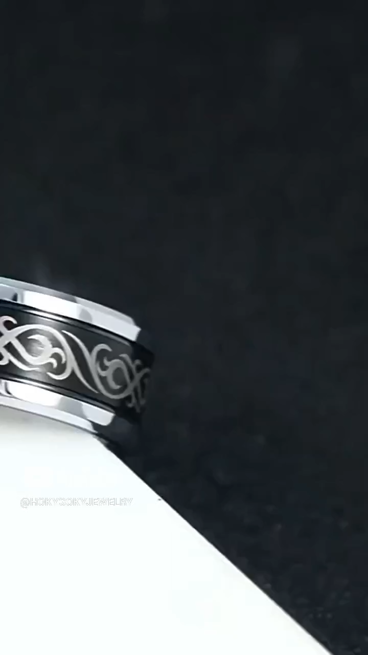 9mm Black 857 Tungsten Ring for Men Tungsten Niche Design Versatile Dragon Pattern Natal Ring Trendy Men's Fashion Index Finger Single Wear-resistant Comfortable and Tough