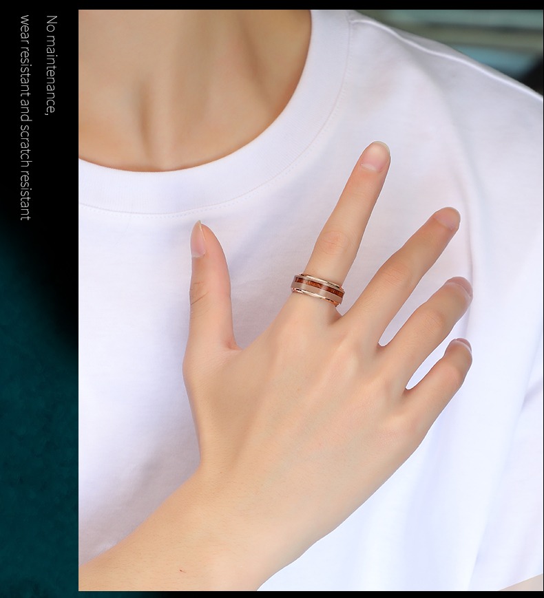 8mm Men's 857 Tungsten Acacia Wood Ring Domineering Single Ring Original Design Retro Fashion Trend Ring Personality Index Finger Ring Simple Fashion Retro Elegant Comfortable To Wear