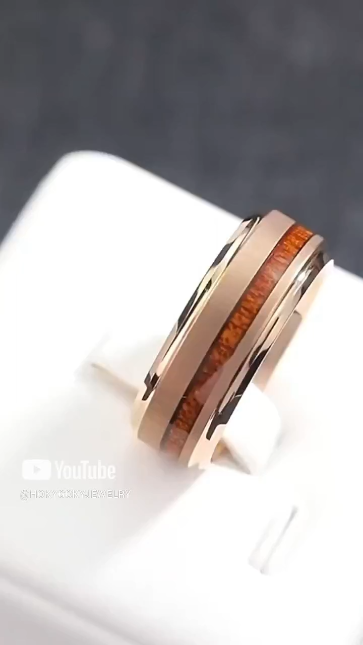 8mm Men's 857 Tungsten Acacia Wood Ring Domineering Single Ring Original Design Retro Fashion Trend Ring Personality Index Finger Ring Simple Fashion Retro Elegant Comfortable To Wear