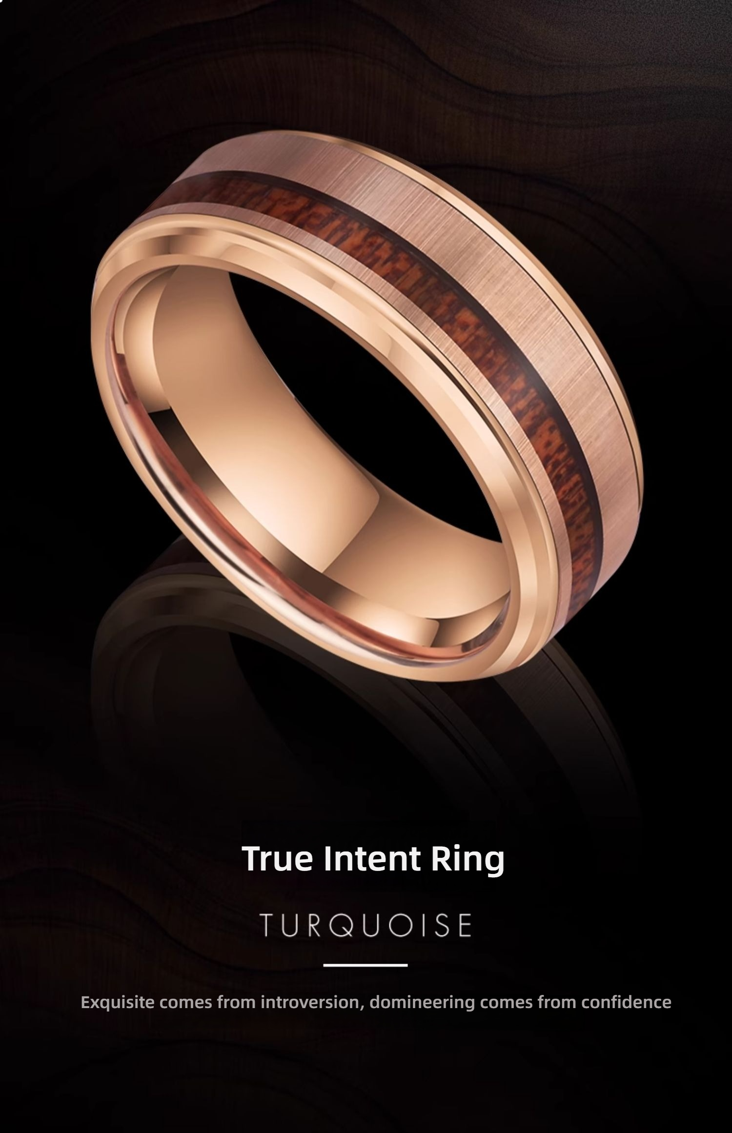 8mm Men's 857 Tungsten Acacia Wood Ring Domineering Single Ring Original Design Retro Fashion Trend Ring Personality Index Finger Ring Simple Fashion Retro Elegant Comfortable To Wear