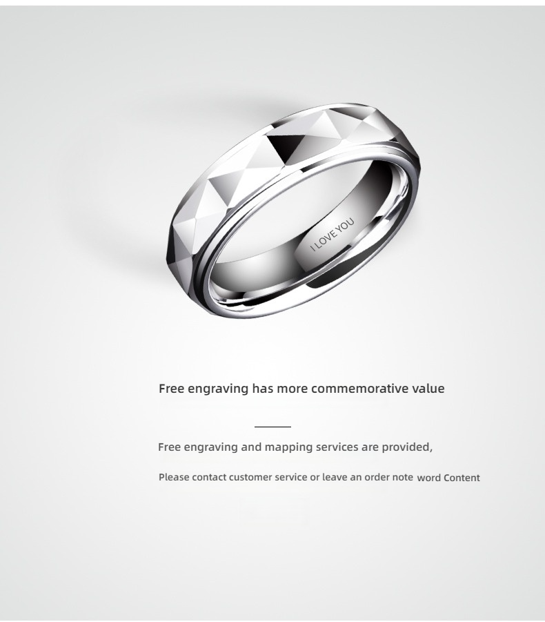 Men's Ring 857 Tungsten Multi-faceted Shining Couple Ring Fashion Trend Ring Personality Couple Ring High-end Female Tungsten Steel Single Comfortable Fit