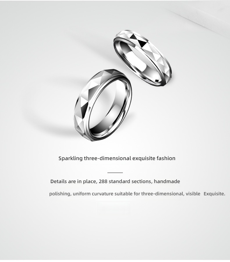 Men's Ring 857 Tungsten Multi-faceted Shining Couple Ring Fashion Trend Ring Personality Couple Ring High-end Female Tungsten Steel Single Comfortable Fit