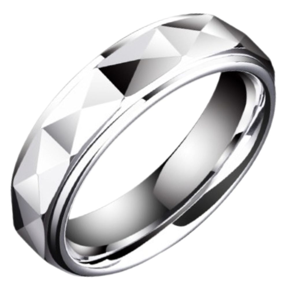 Men's Ring 857 Tungsten Multi-faceted Shining Couple Ring Fashion Trend Ring Personality Couple Ring High-end Female Tungsten Steel Single Comfortable Fit