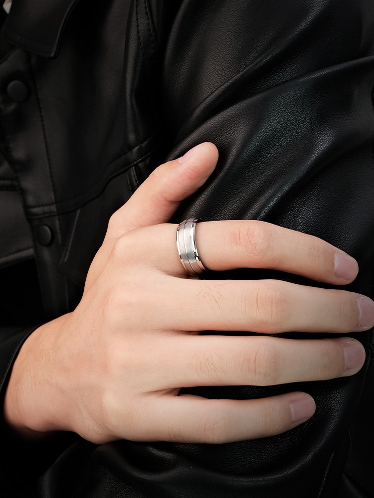 8mm Men's 857 Tungsten Ring Trendy Brand All-match High-end Simple and Fashionable Ring Niche Single Index Finger Hard Wear-resistant and Comfortable To Wear