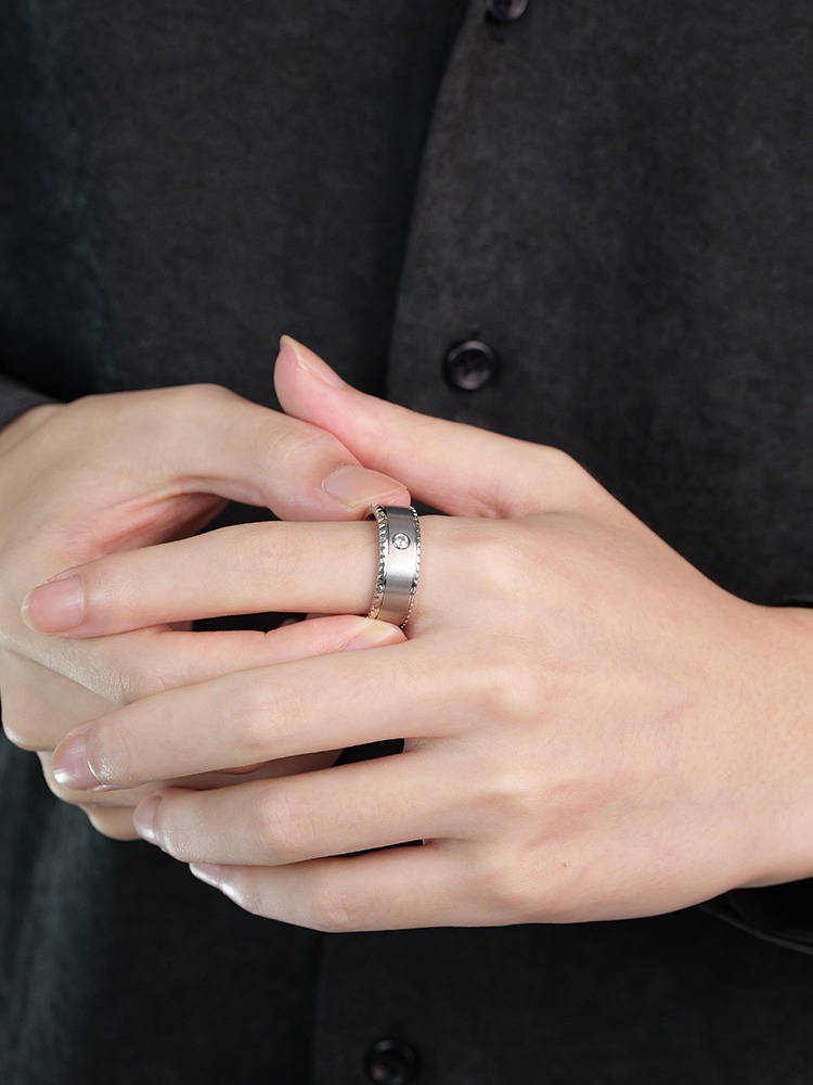 8mm Men's 857 Tungsten Diamond Ring Moissanite Ring High-end Fashion Personality Does Not Fade All-match Silver Single Ring Wear-resistant Does Not Fade