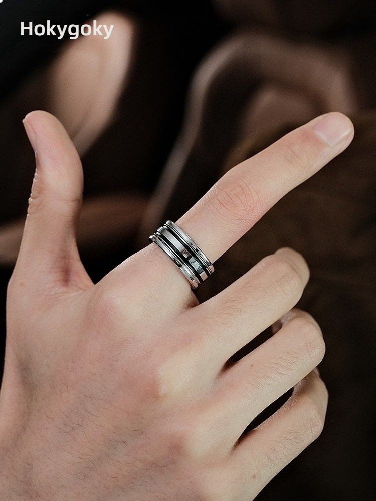 9mm Men's 857 Tungsten Ring with Black and White Stripes Tungsten Steel Trendy High-end Personality Fashionable and Versatile Wide Version of Black Gold Ring Classic and Simple Plain Ring Wear-resistant and Hypoallergenic