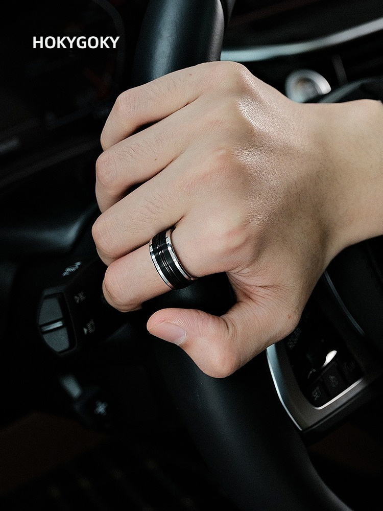 9mm Unisex Black Ring Brushed Simple and Versatile High-End Fashion Ring Wide Version Ring Men's Tungsten Gold Ring Classic Brushed Black and Silver Contrast Wear-Resistant and Scratch-Resistant Comfortable Fit Support Private Customization