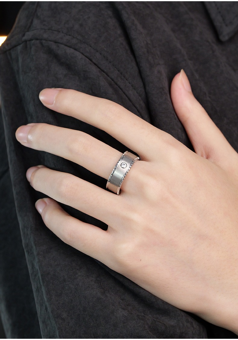 8mm Men's 857 Tungsten Diamond Ring Moissanite Ring High-end Fashion Personality Does Not Fade All-match Silver Single Ring Wear-resistant Does Not Fade