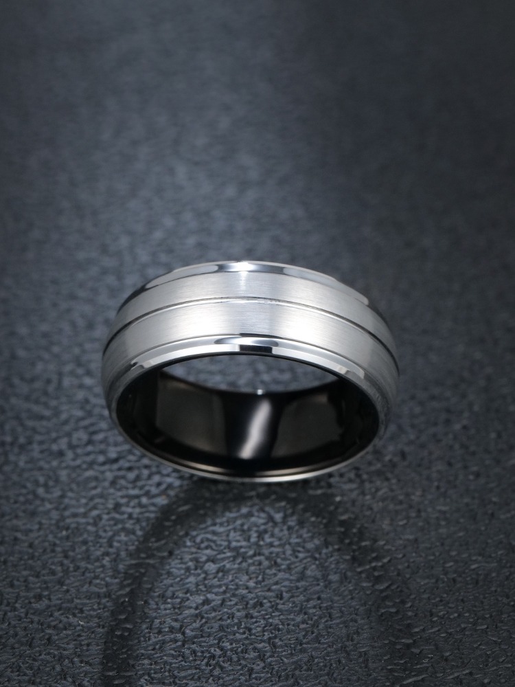 8mm Men's 857 Tungsten Ring Trendy Brand All-match High-end Simple and Fashionable Ring Niche Single Index Finger Hard Wear-resistant and Comfortable To Wear