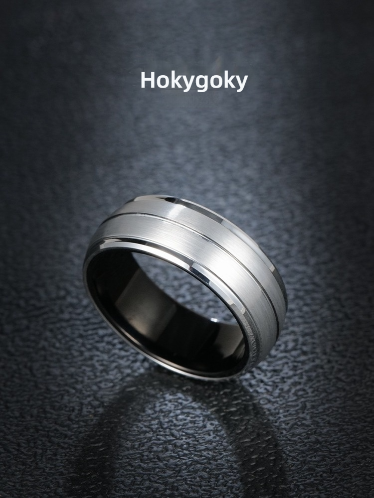 8mm Men's 857 Tungsten Ring Trendy Brand All-match High-end Simple and Fashionable Ring Niche Single Index Finger Hard Wear-resistant and Comfortable To Wear