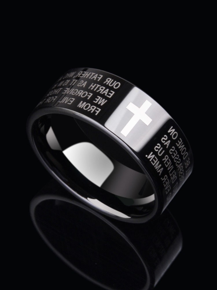 Men's Tungsten Cross Ring Men's High-end Trend Personality All-match Tungsten Steel Black Gold Retro Ring Women's Durable Scratch-resistant Fashion