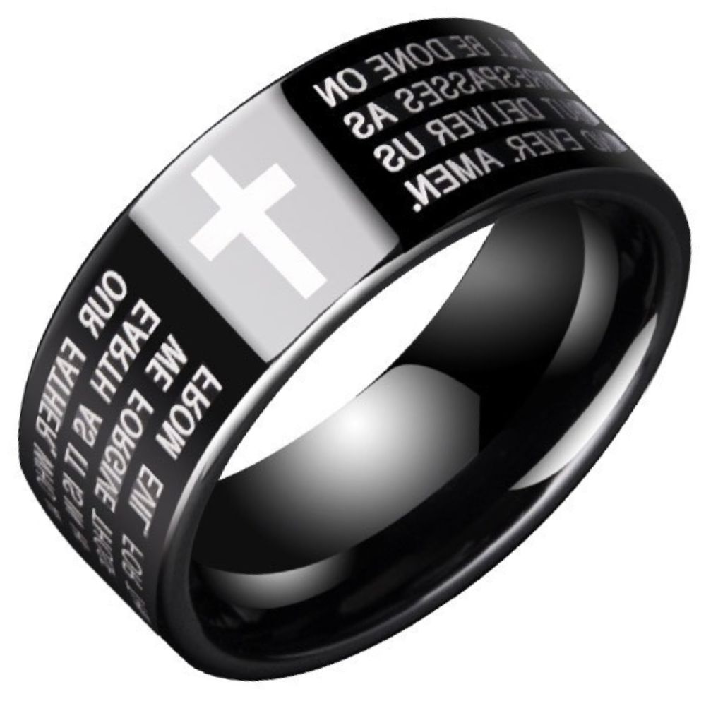 Men's Tungsten Cross Ring Men's High-end Trend Personality All-match Tungsten Steel Black Gold Retro Ring Women's Durable Scratch-resistant Fashion