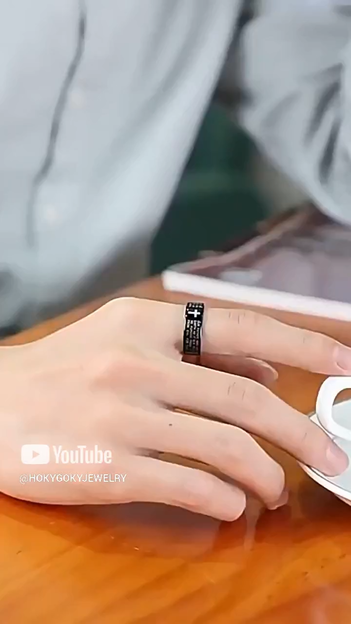 Men's Tungsten Cross Ring Men's High-end Trend Personality All-match Tungsten Steel Black Gold Retro Ring Women's Durable Scratch-resistant Fashion