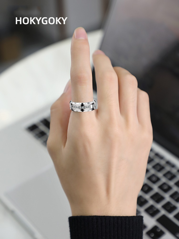 8mm Silver Ring Men's Wedding Ring Women's High-End Seven-Star Tungsten Gold Zircon Ring Couple Ring Starlight Ring Men's Tungsten Gold Ring 7 Zircon Inlay Wear-Resistant and Scratch-Resistant Free Engraving Light Luxury Design