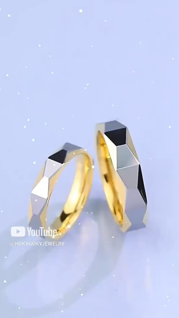 Men's Trendy Tungsten Gold Simple Personality Versatile Ring Ladies' Niche Faceted Index Finger Ring Couple Ring Jewelry Ling Love Couple Ring Gold and Silver Contrast Tungsten Gold Couple Ring Engraving Custom Pure and Loyal Love Symbol