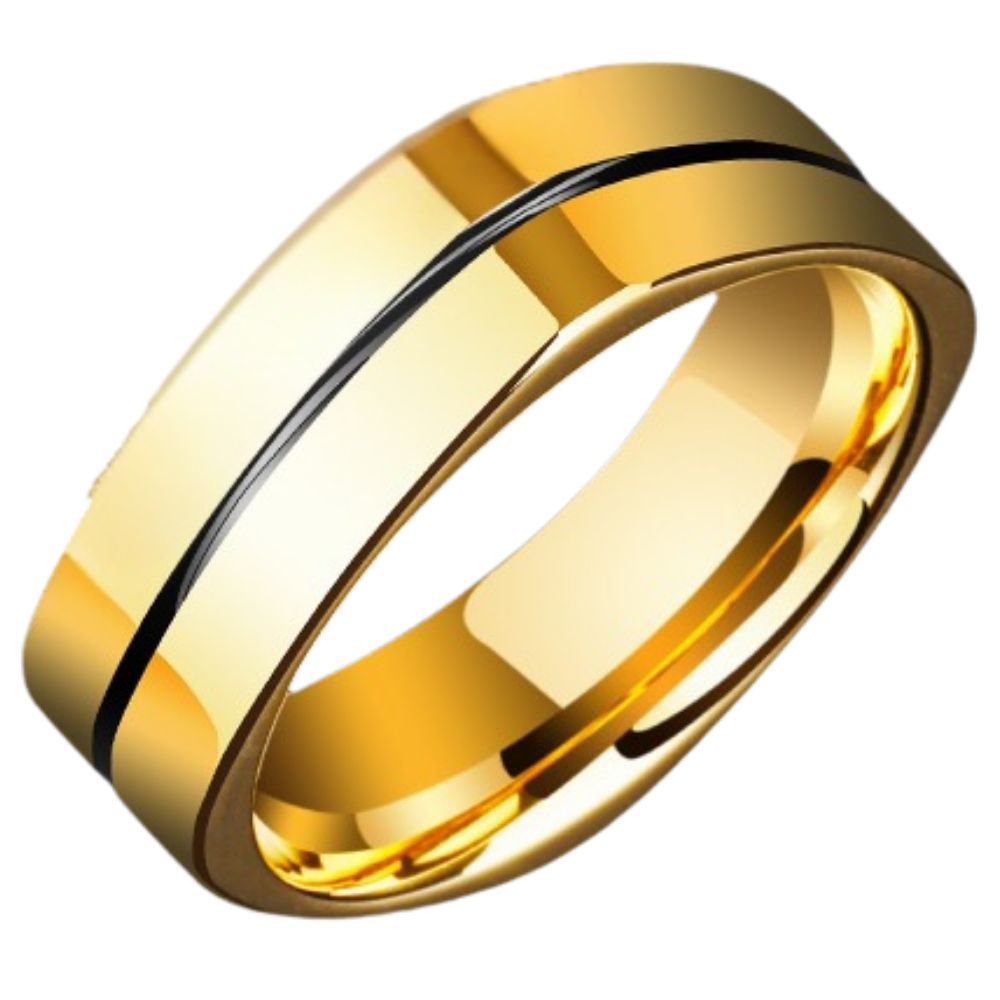 8mm Men's Tungsten Square Circle Ring Trendy High-end Square Couple Index Finger Pinky Ring Female Rose Gold Ring Fashionable and Comfortable Personality