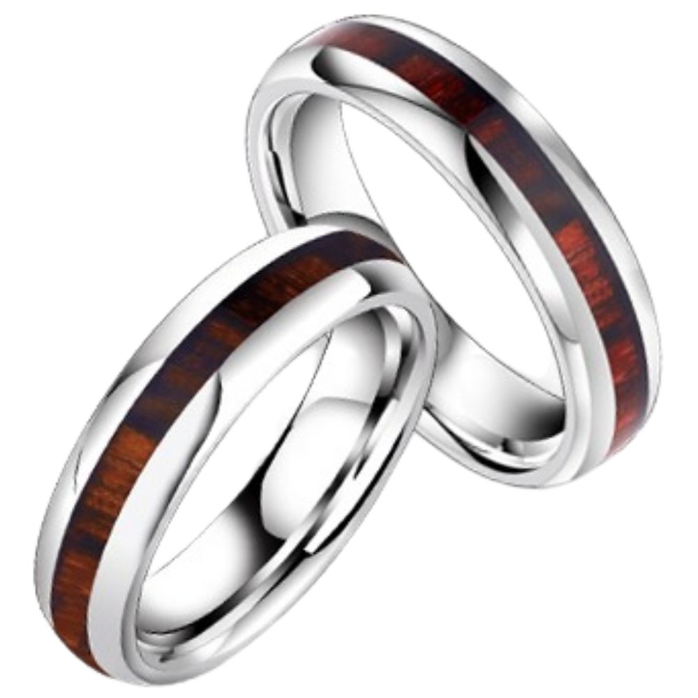 5mm Men's and Women's Pinky Rings, Acacia Wood Wedding Rings, Personalized Niche Light Luxury Design Rings, Long-Distance Relationship Series Couple Rings, 857 Tungsten Gold Inlaid Acacia Wood, Wear-Resistant and Comfortable, Free Engraving