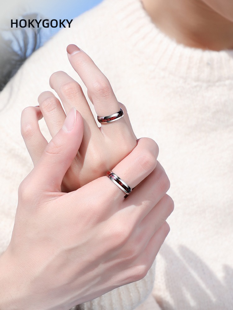 5mm Men's and Women's Pinky Rings, Acacia Wood Wedding Rings, Personalized Niche Light Luxury Design Rings, Long-Distance Relationship Series Couple Rings, 857 Tungsten Gold Inlaid Acacia Wood, Wear-Resistant and Comfortable, Free Engraving