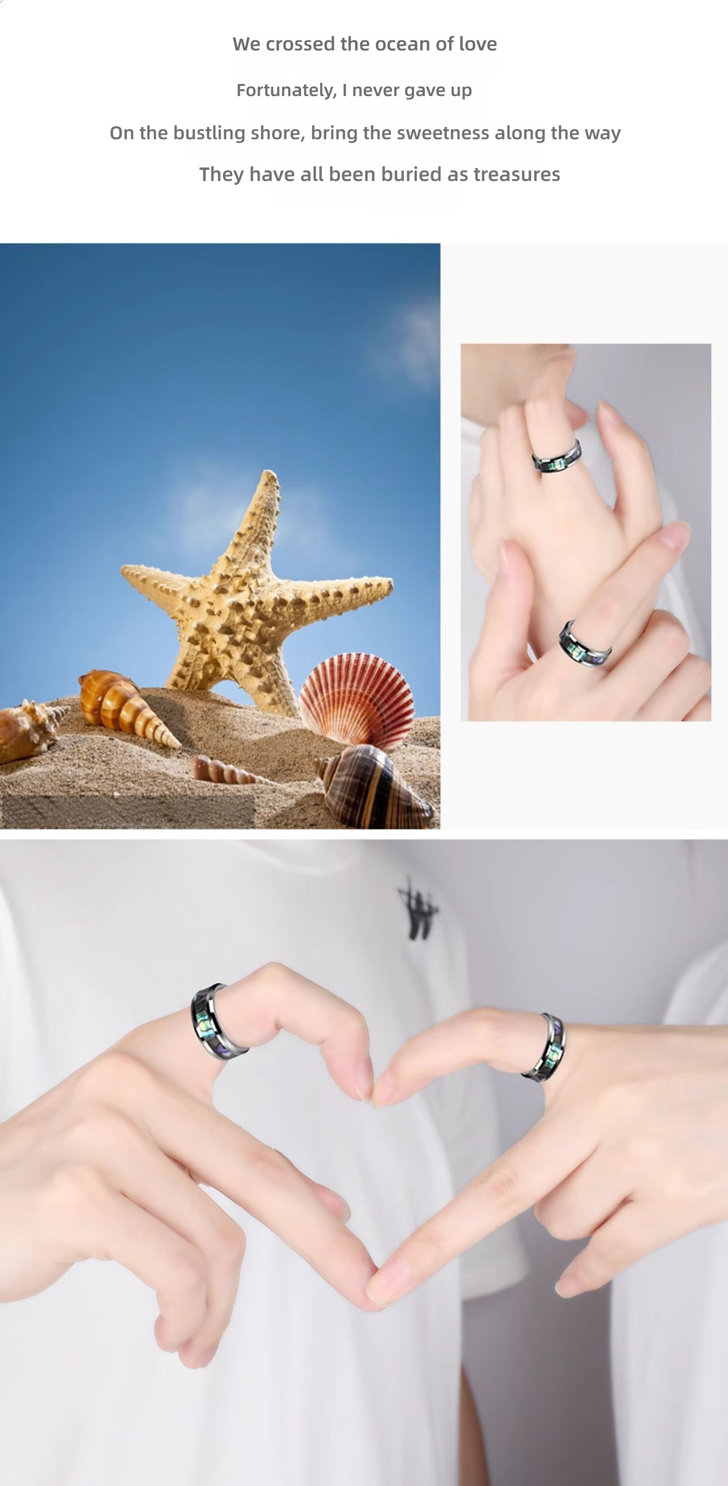 Men's Abalone Mother-of-pearl Tungsten Ring Trendy Personality Single Index Finger Pinky Ring Female Couple Ring Wedding Ring To Send Boyfriend Gift Comfortable To Wear