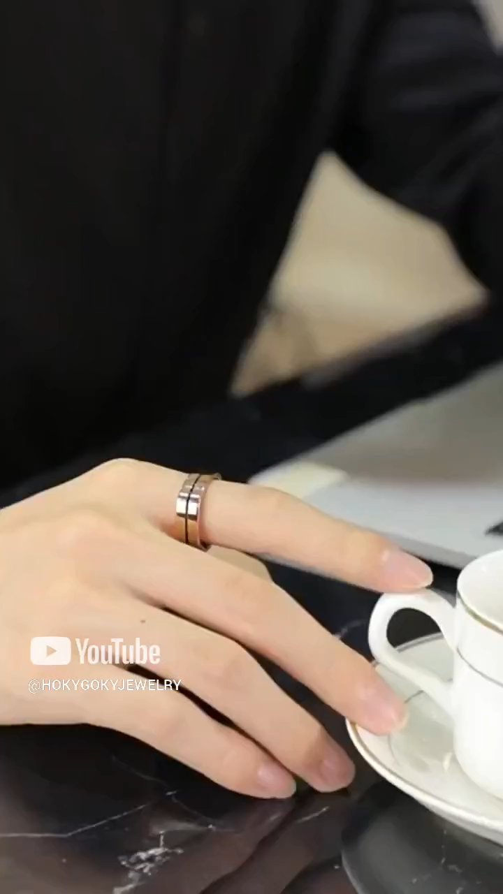 8mm Men's Tungsten Square Circle Ring Trendy High-end Square Couple Index Finger Pinky Ring Female Rose Gold Ring Fashionable and Comfortable Personality