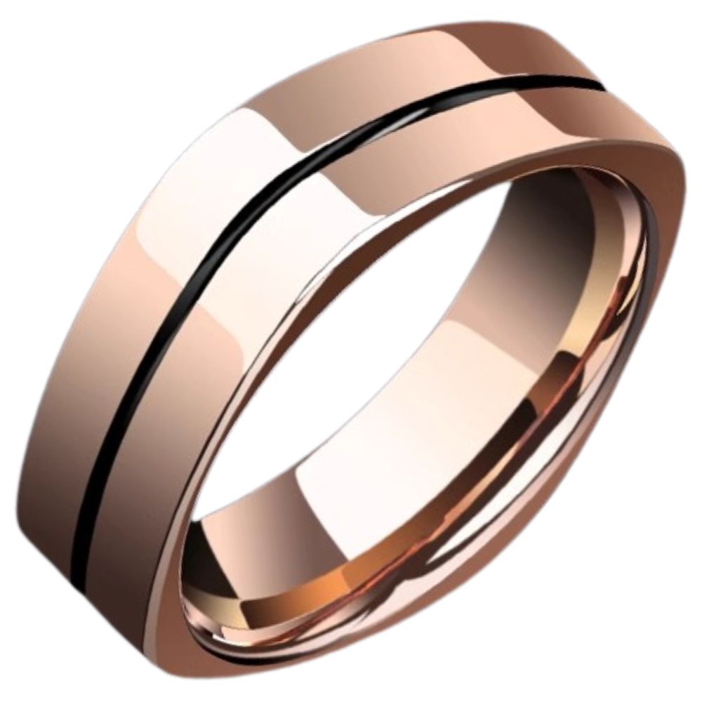 8mm Men's Tungsten Square Circle Ring Trendy High-end Square Couple Index Finger Pinky Ring Female Rose Gold Ring Fashionable and Comfortable Personality