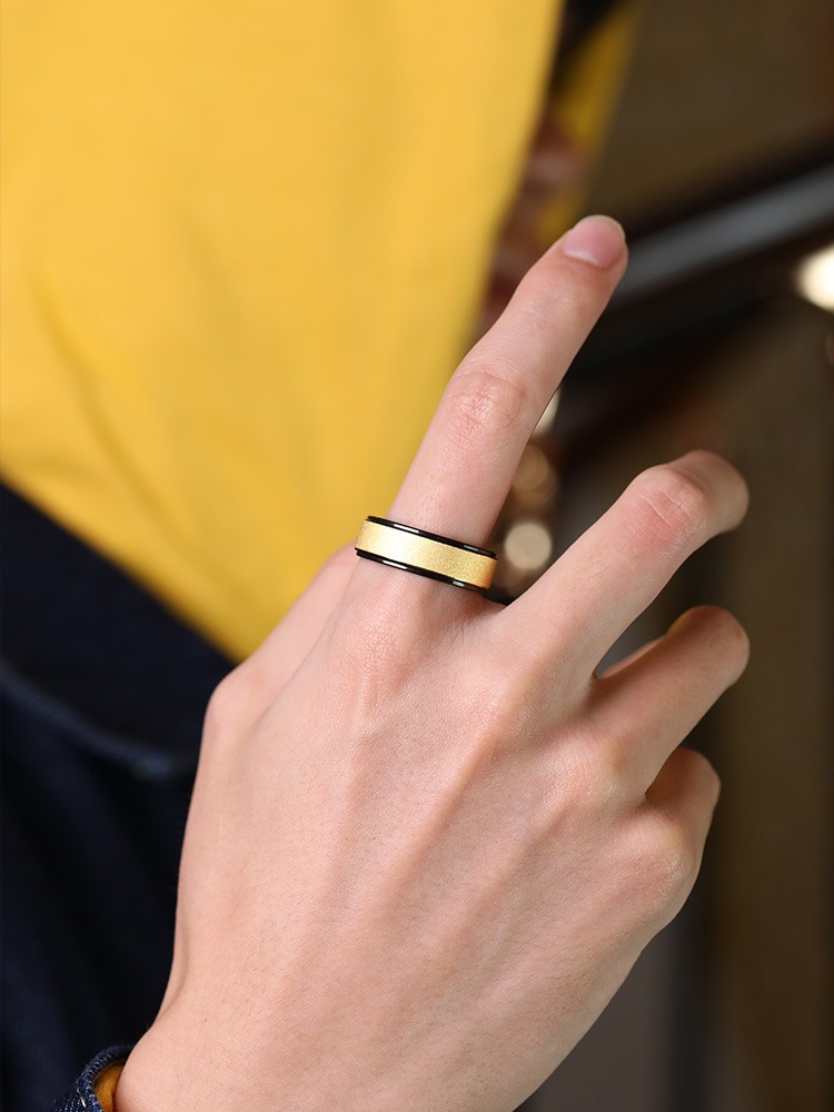 8mm Men's Ring High-End Trendy Men's Personality Black Gold Frosted Tungsten Index Finger Ring Black Gold Frosted Tungsten Ring 857 Tungsten Handmade Ancient Frosted Wear-Resistant and Damage-Resistant Men's Personality Fashion Ring